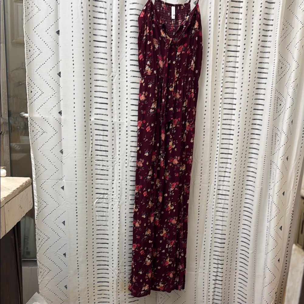 Xhilaration Dark Red Floral Maxi Dress